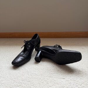 Black Leather Lace Up Heels